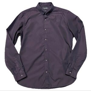 The Kooples Men Skull Buttons Button Up Shirt Size Small Fitted Dark Purple